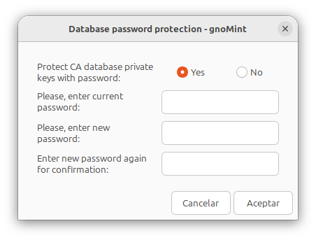 Database password dialog