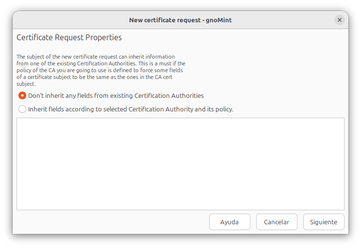 Inherit-from-CA step of the New-CSR wizard